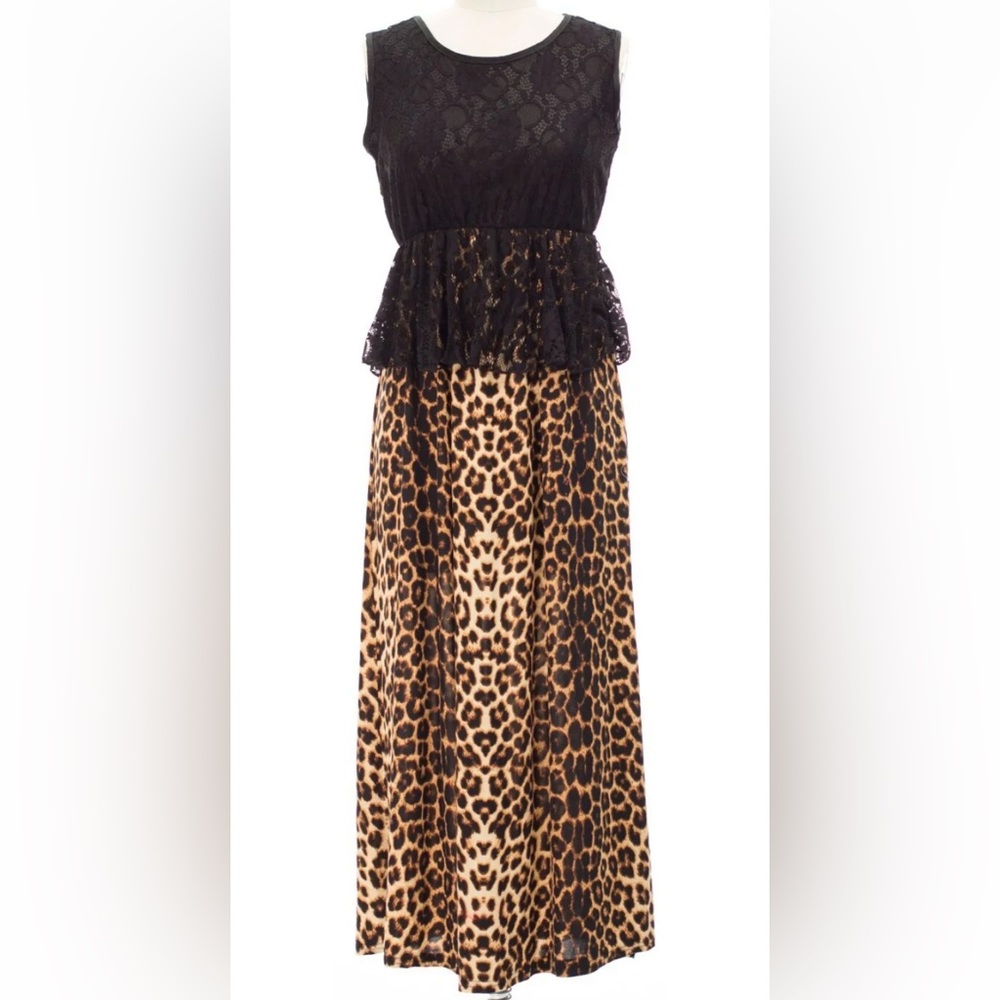 Animal & Lace Ankle Dresses Brown